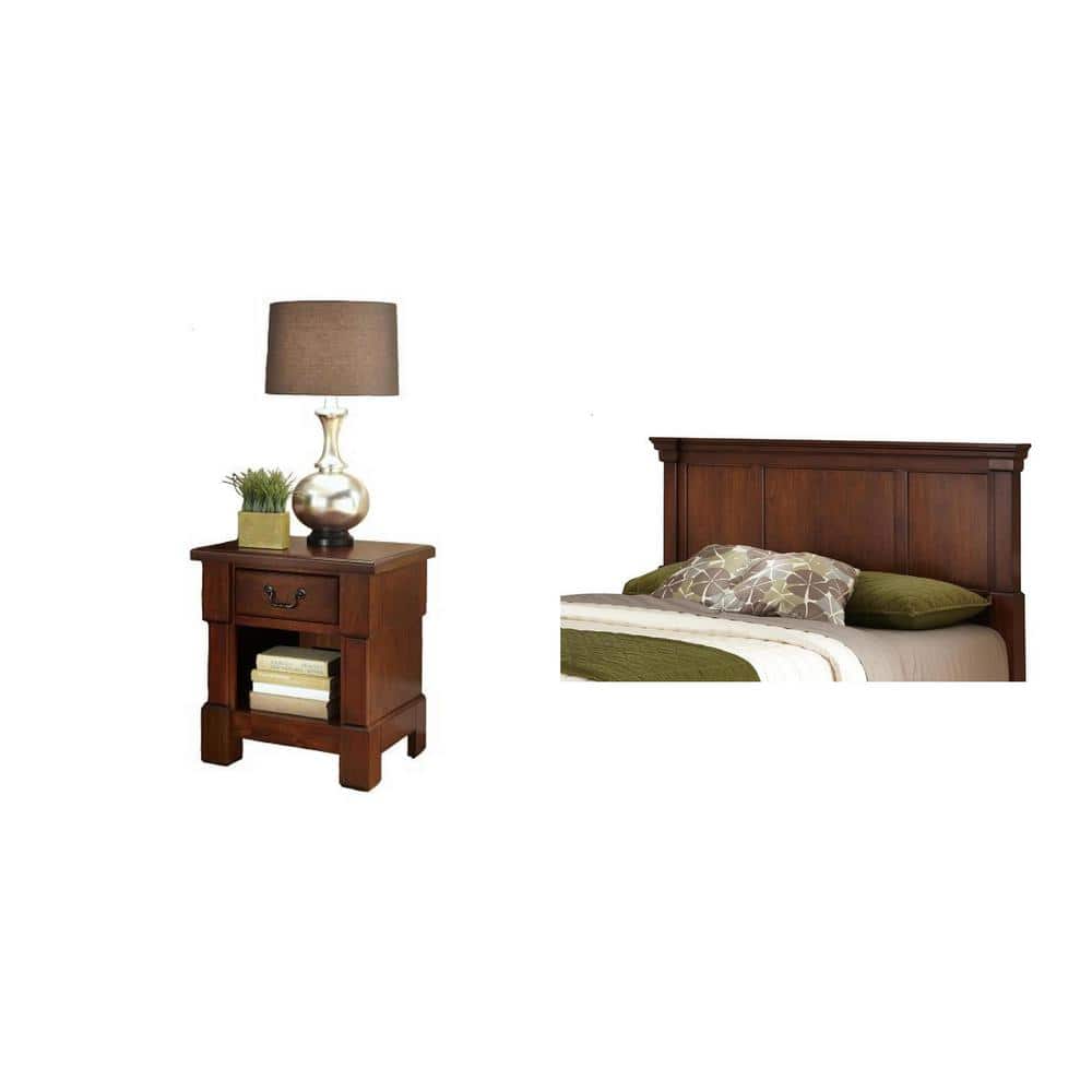 HOMESTYLES The Aspen Collection Piece Rustic Cherry King California King Headboard Bedroom Set
