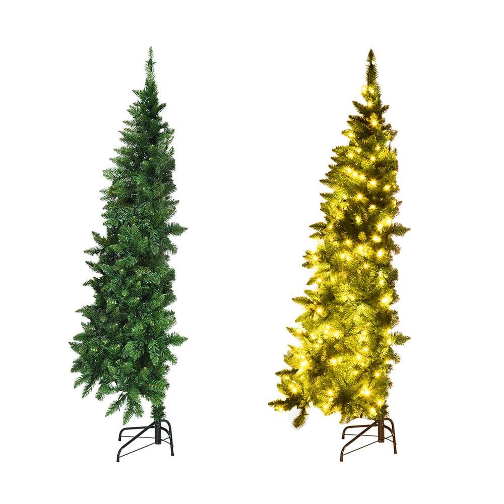 Costway 5 ft. Pre-lit PVC Artificial Half Christmas Tree with 250-Lights