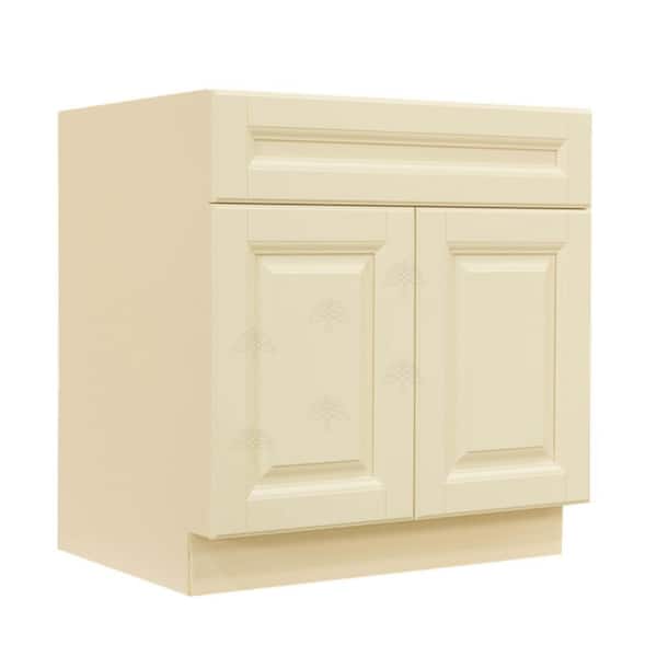 LIFEART CABINETRY Oxford Creamy White Plywood Raised Panel Stock Assembled Base Kitchen Cabinet (36 in. W x 34.5 in. H x 24 in. D)