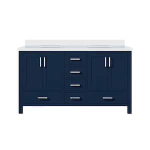 Jacques 60 in. W x 22 in. D Navy Blue Bath Vanity and Cultured Marble Top