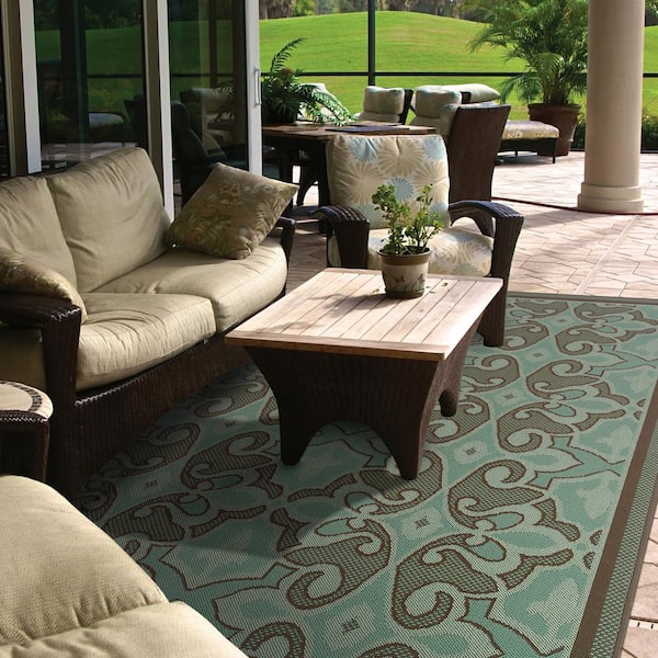 Monterrey Blue 2 ft. x 8 ft. Indoor/Outdoor Patio Runner Rug