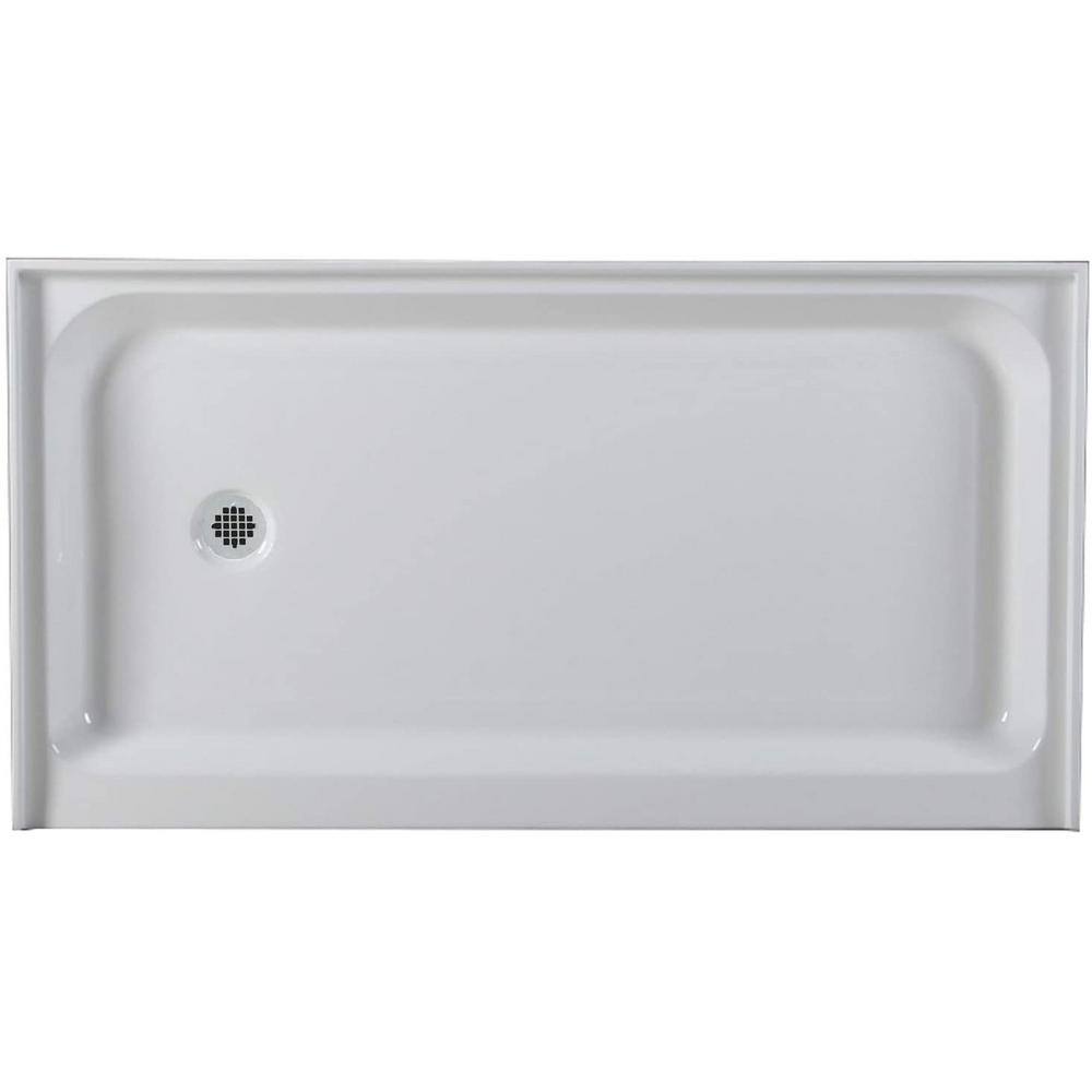 60'' White Rectangular Shower Base with Left Drain