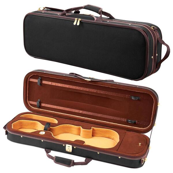 4/4 Full Size Violin Case with Built-In Hygrometer, Plush Lining, Dual Shoulder Straps, 5.9 in. Black Backpack
