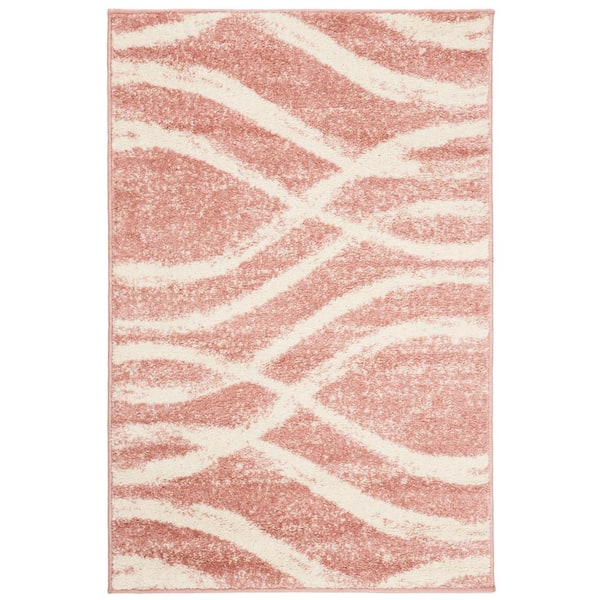Adirondack Rose/Cream 3 ft. x 4 ft. Waves Area Rug
