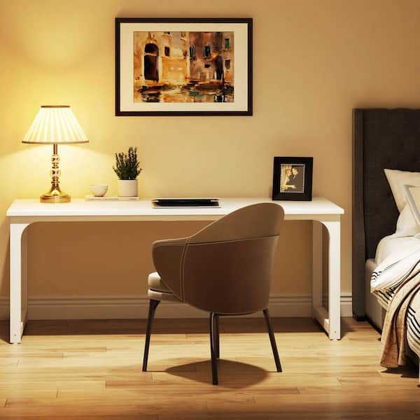 TRIBESIGNS WAY TO ORIGIN Halseey 70.8 in. W White Large Computer Desk Particle Board Wood Home Office Workstation Boardroom Desk