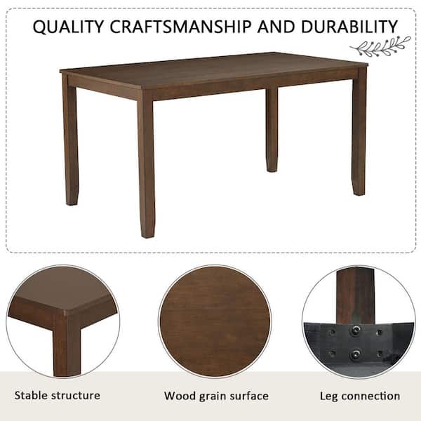 Polibi 6-Piece Rectangle Dark Walnut Wood Top Dining Room Set