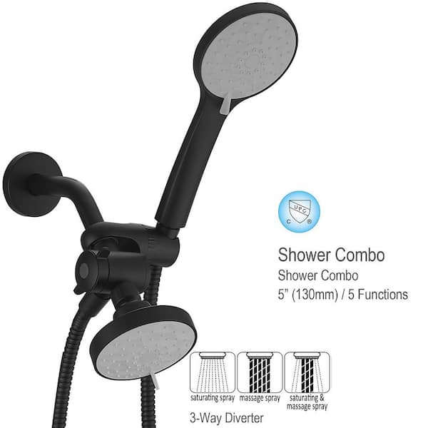 4-Spray Wall Mount Handheld Shower Head 1.8 GPM in Matte Black