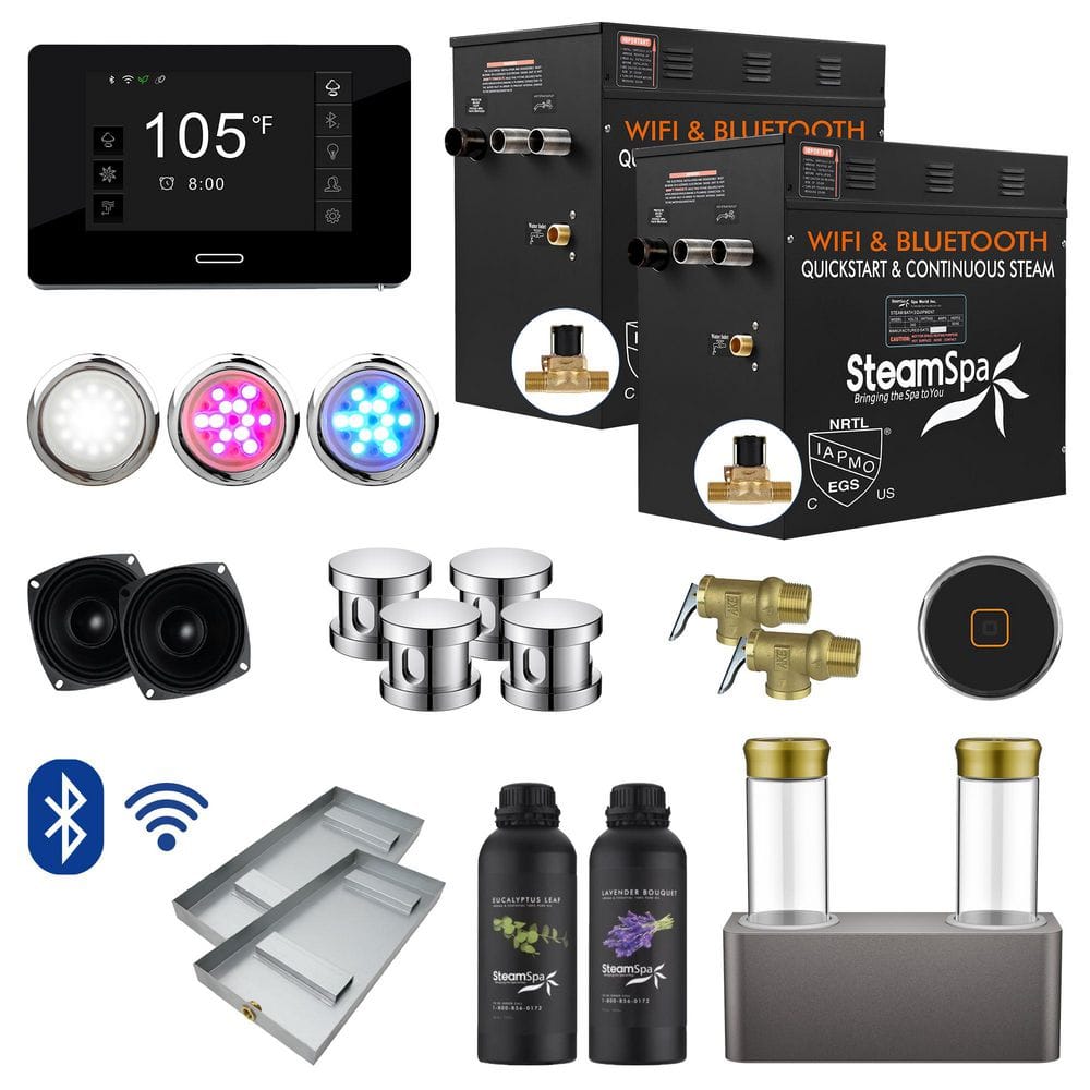 SteamSpa Black Series 21kW Steam Bath Generator with Wireless Bluetooth ...