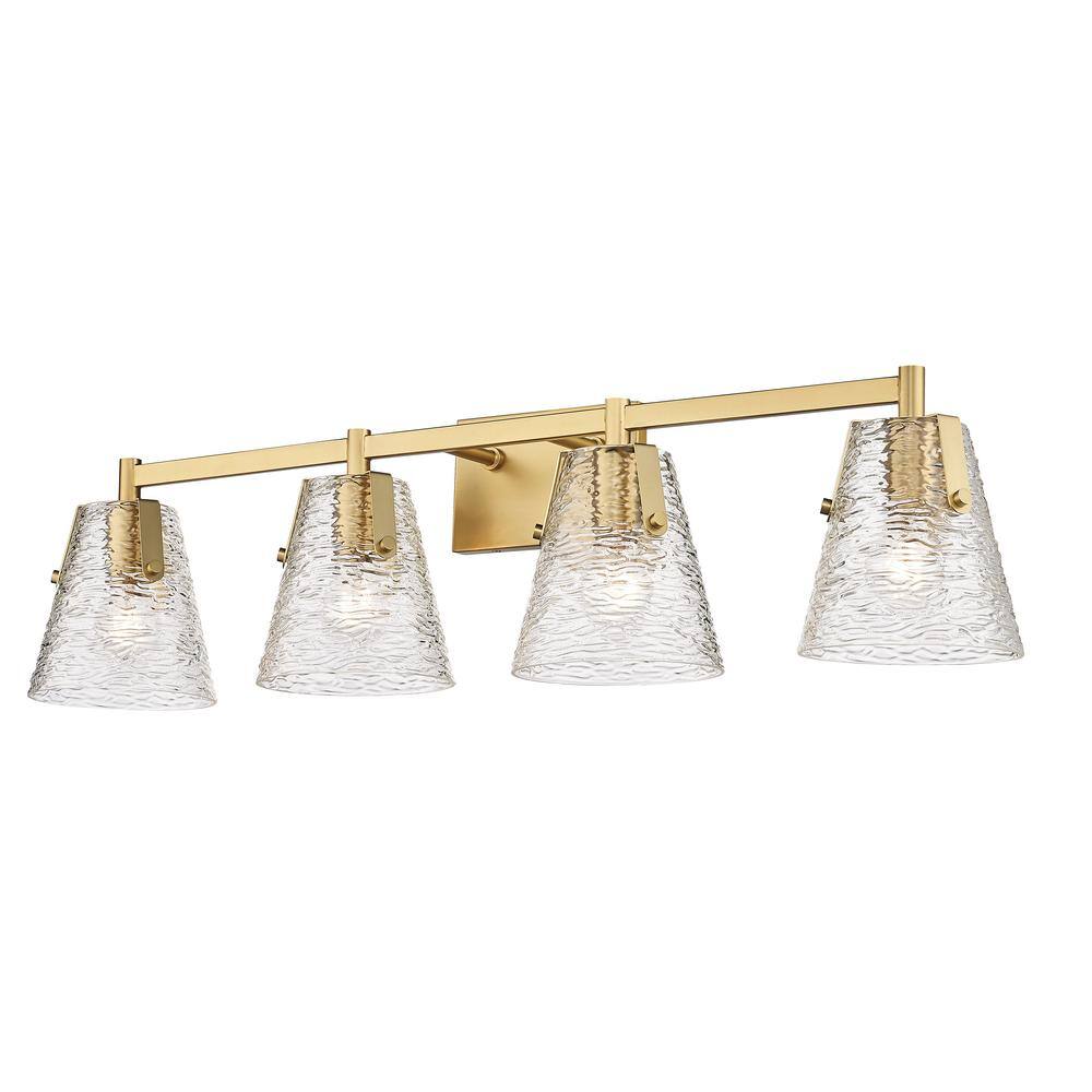 Analia Modern Gold 4-Light Vanity with Textured Glass Shades