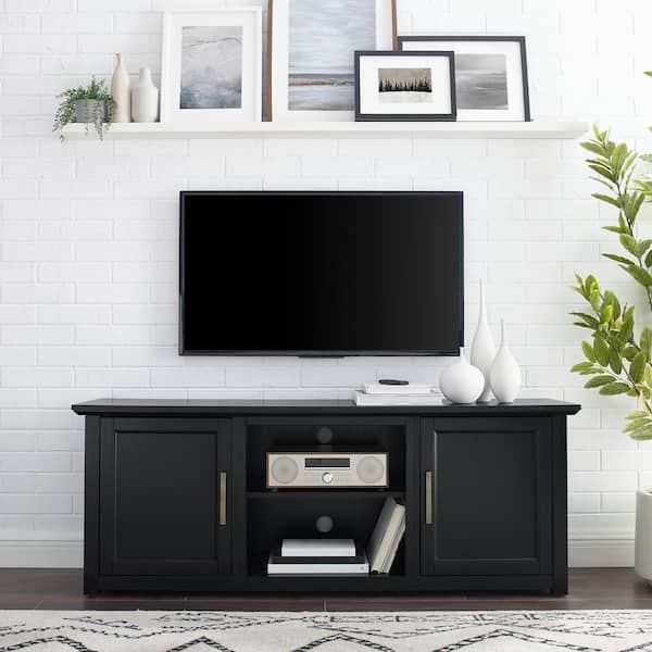 CROSLEY FURNITURE Camden 58 in. Black Low Profile TV Stand Fits 60