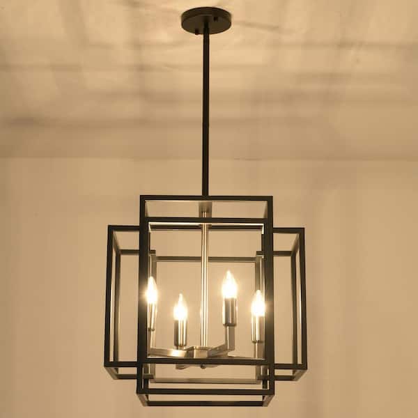 XINGQI 19.7 Modern Chandelier Square Light Fixtures Brushed Nicke 4 XINGQI 19.7 Modern Chandelier Square Light Fixtures Brushed Nicke 4