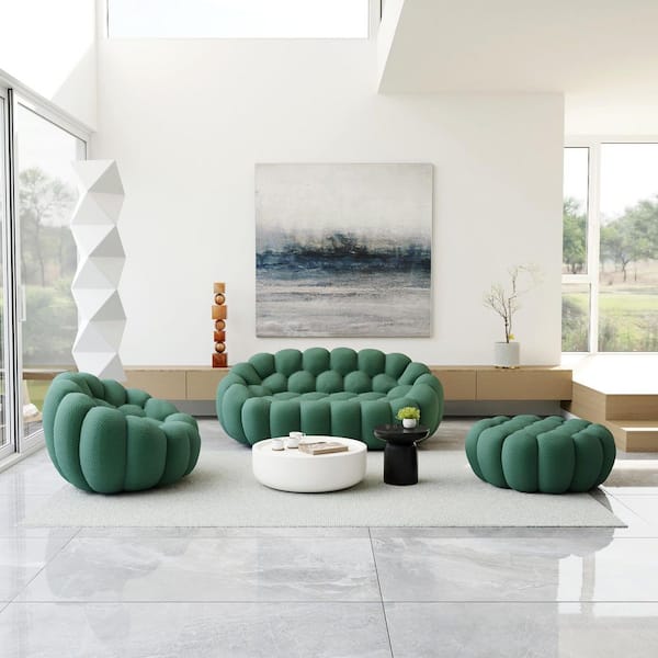 Magic Home (3-Piece) Bubble Sofa, 78 in. Orange Mesh Fabric