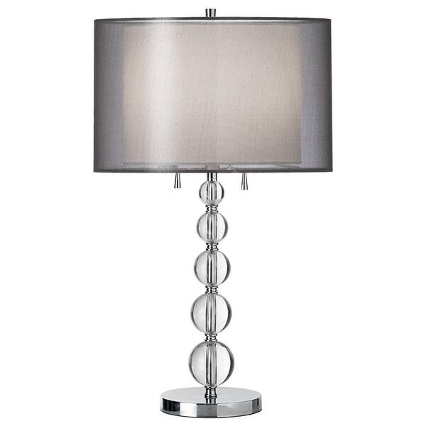 Filament Design Catherine 30 in. Incandescent Polished Chrome Table Lamp with White Linen Shades
