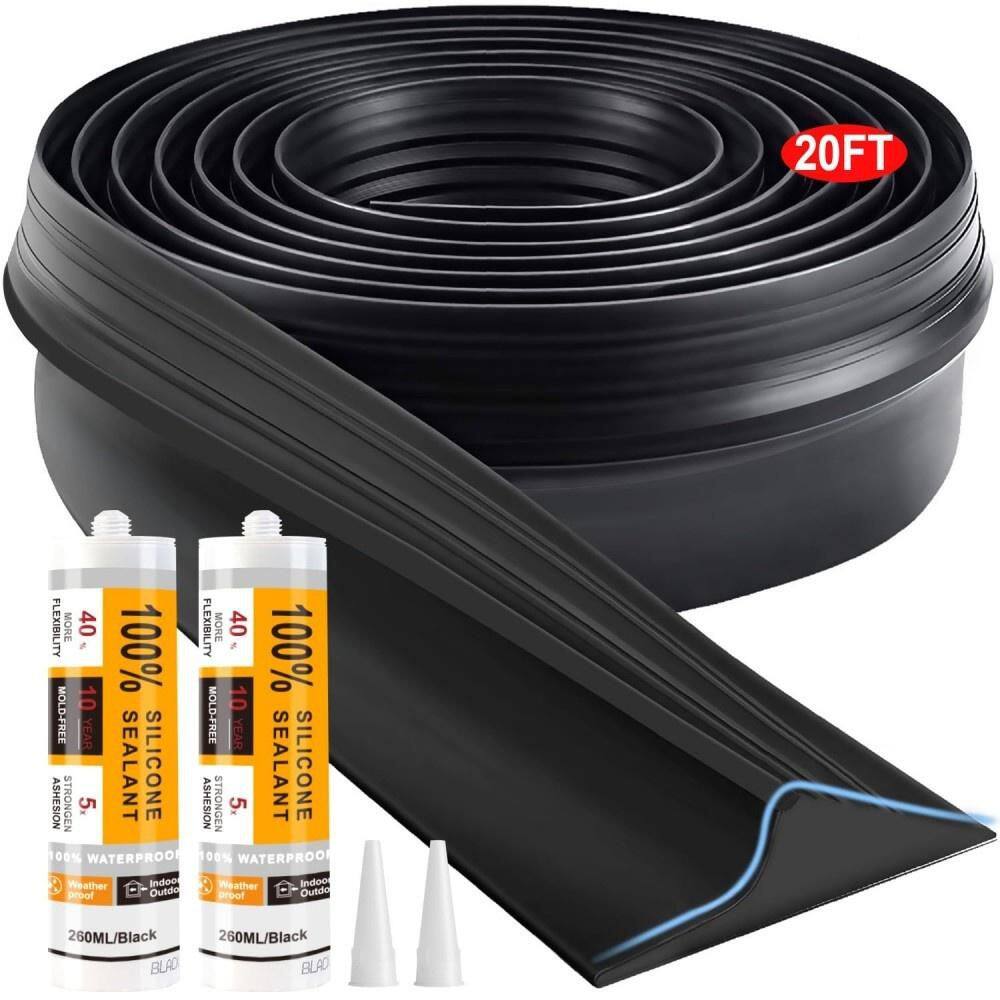 Black Rubber Garage Door Threshold Seal Strip, 20 ft. Universal Waterproof Weather Stripping Bottom Door Sealing Kit price history on PriceWatchPro