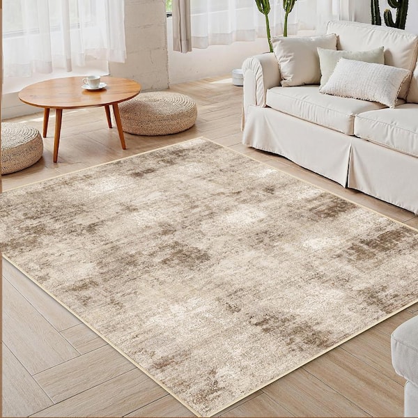 De Kooning Brown 3 ft. x 5 ft. Modern Abstract Area Rug