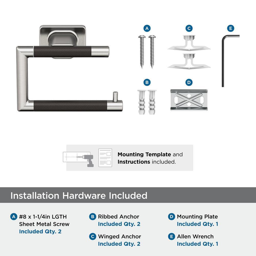 Brushed Nickel and Oil-Rubbed Bronze Single Post Toilet Paper Holder