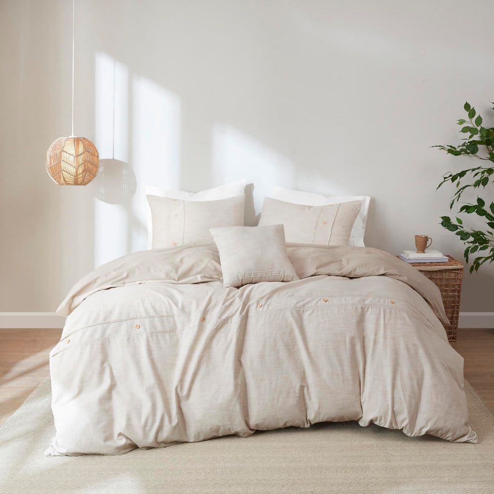 Natural Full Organic Cotton Comforter Cover Set with Insert