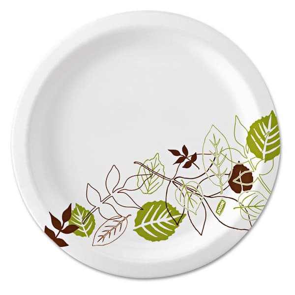 DIXIE Pathways 10.13 in. Green/Burgundy Soak Proof Shield Heavyweight Disposable Paper Plates, WiseSize (500-Carton)