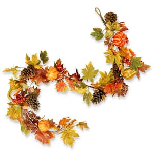 72 in. Maple Garland with Pumpkins