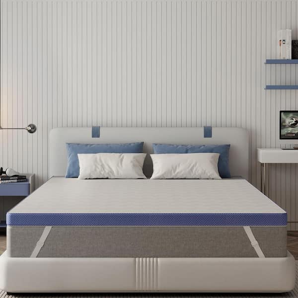 Susalt 3 in. Full Cooling Gel Memory Foam Mattress Topper, Washable Cover, Non-Slip Elastic Band, Breathable Plush