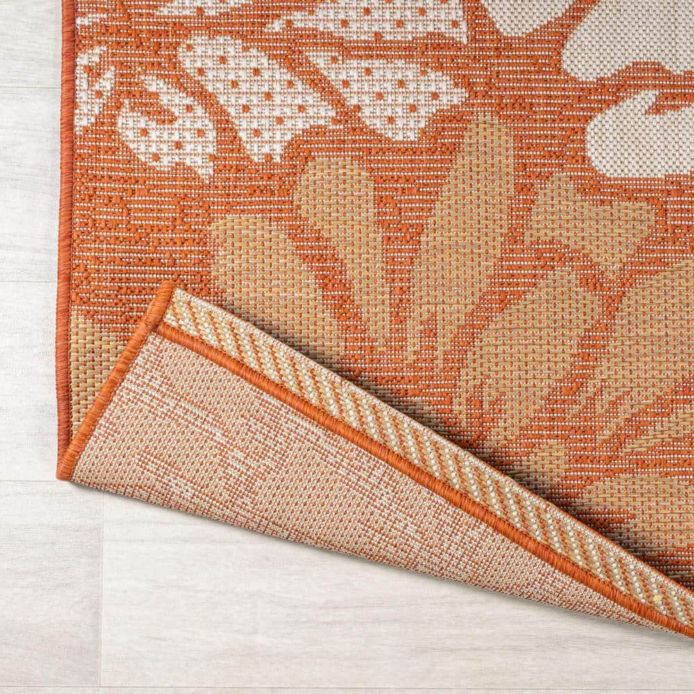 Zinnia Bohemian Floral Textured Flatweave Gray Synthetic Area Rug