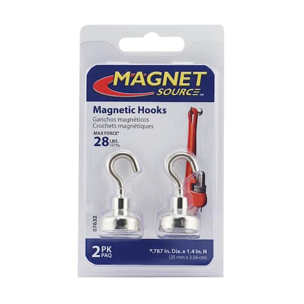 Master Magnetics NACK126X2 Retaining Magnet with Hook Pack of 2 1.26 Diameter Nickel Plated 75 Pounds Hold 1.84 Overall Height 1.26 Diameter 1.84 Overall Height Inc. Neodymium Magnet Pack of 2 