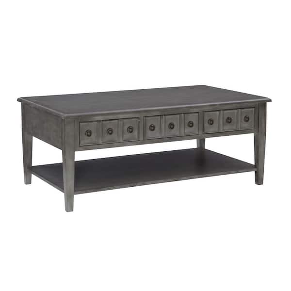 Linon Home Decor Strand 47.75 in. Gray Rectangle Wood Coffee Table with Drawers