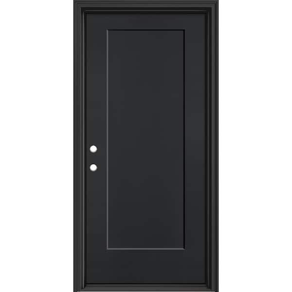Masonite Performance Door System 36 in. x 80 in. Lincoln Park Right-Hand Inswing Black Smooth Fiberglass Prehung Front Door