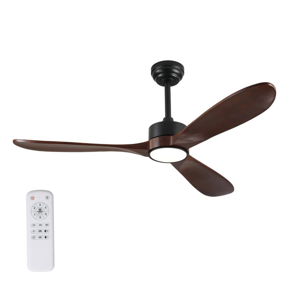 52 in. Modern Black Downrod Mount Ceiling Fan with Light, 6-Speed DC Motor, Remote Control for Bedroom price history on PriceWatchPro