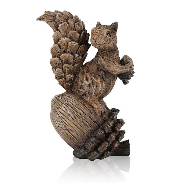 Resin Squirrel Figurine on Pinecone Woodland Animals Statue