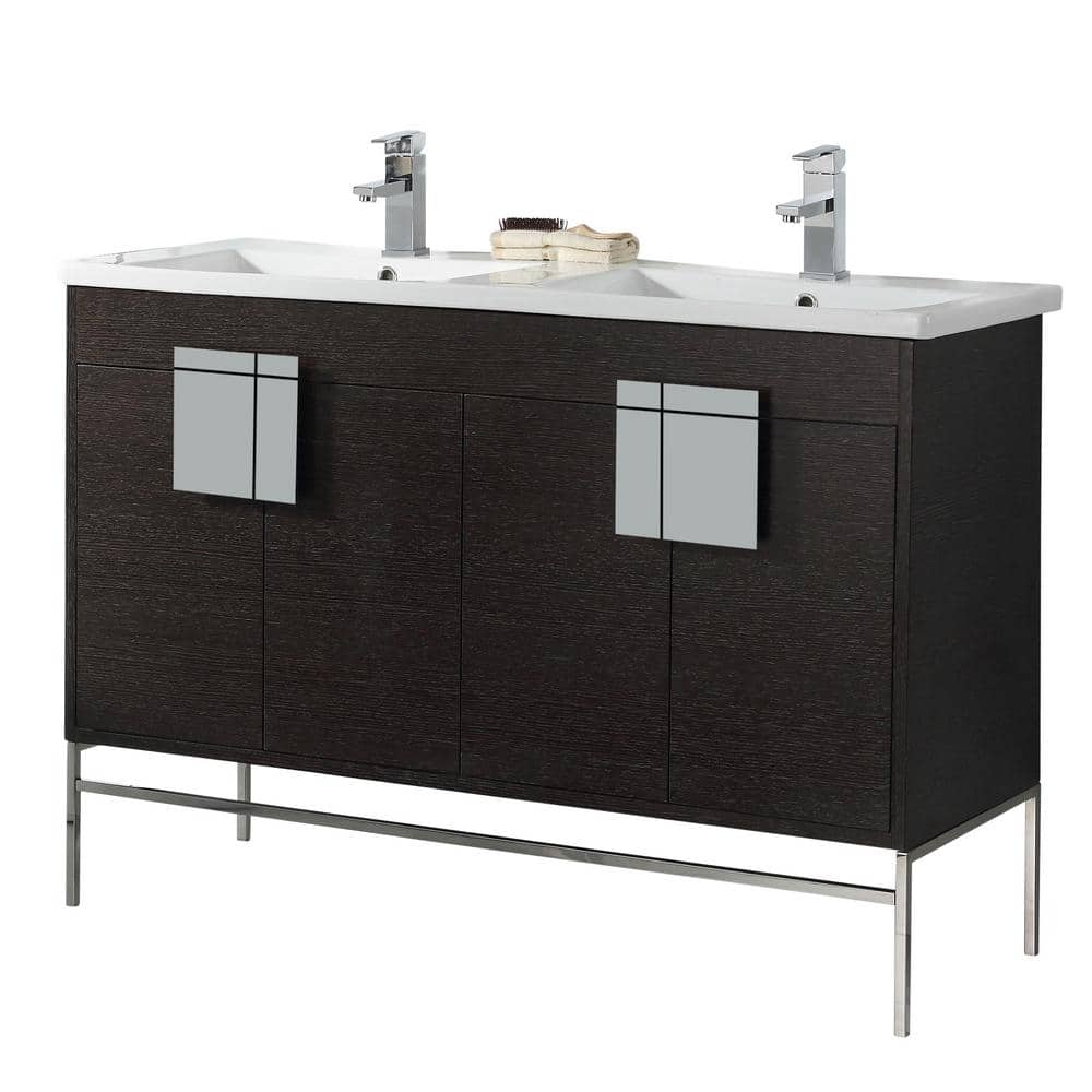 Shawbridge 48 in. W x 18.11 in. D x 33.5 in. H Bath Vanity in Black Oak Straight Grain with Ceramic Vanity Top in White price history on PriceWatchPro