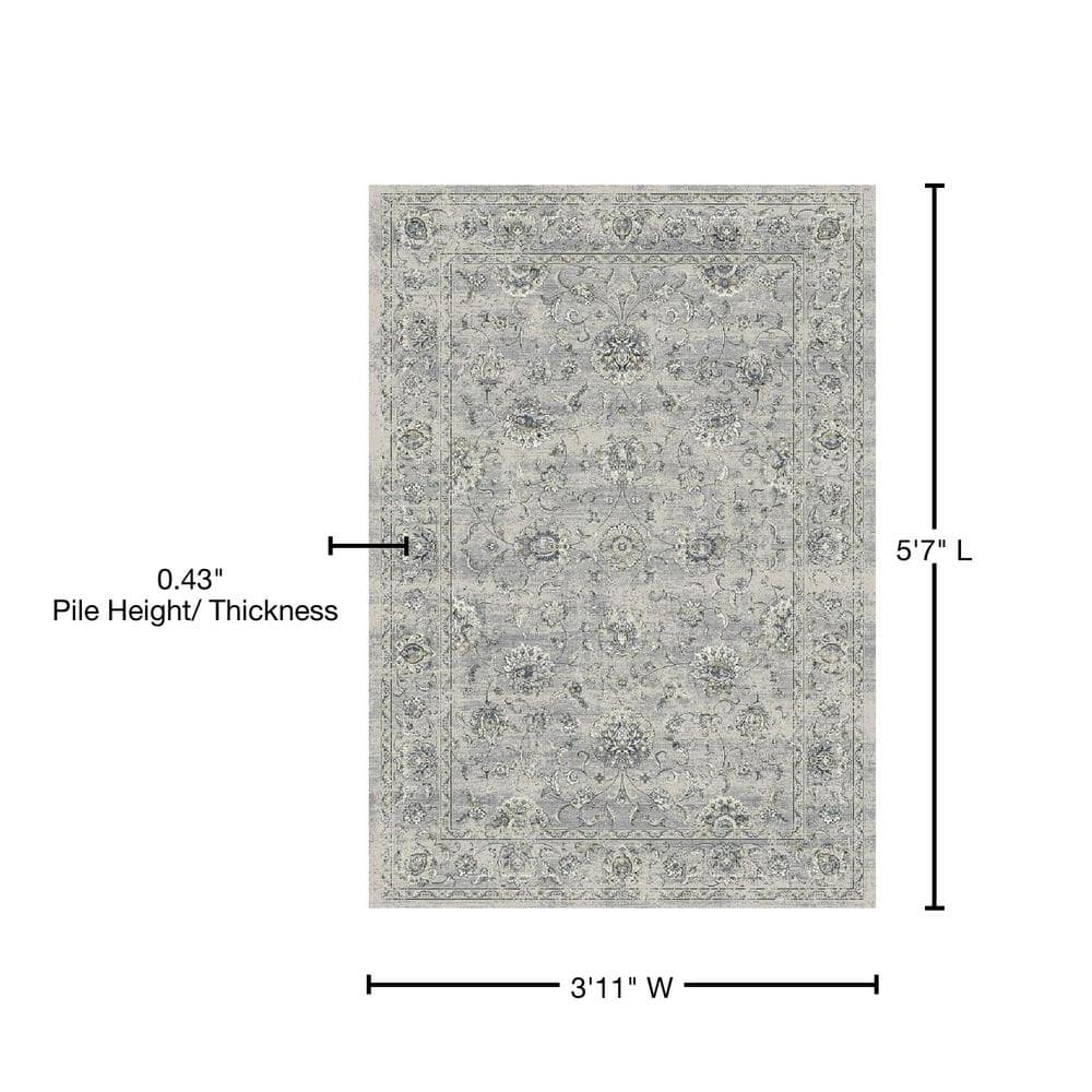 Ancient Garden Silver Grey 3.11' x 5.7' Traditional Rug