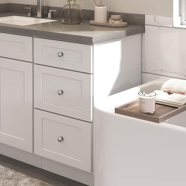 18 in. W 21 in. H 34.5 in. D Ready to Assemble Plywood Vanity Kitchen Cabinet in Painted White