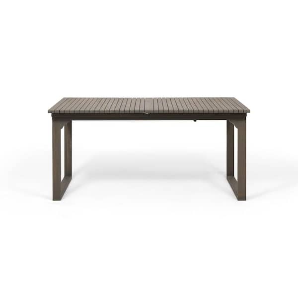 Noble House Sorrento gray Rectangular Expandable Acacia Wood Outdoor Patio Dining Table