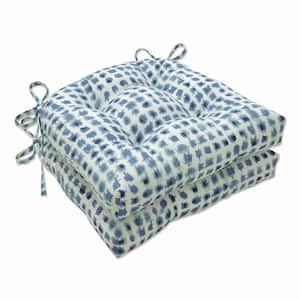 17.5 x 17 Outdoor Dining Chair Cushion in Blue/Ivory (Set of 2)