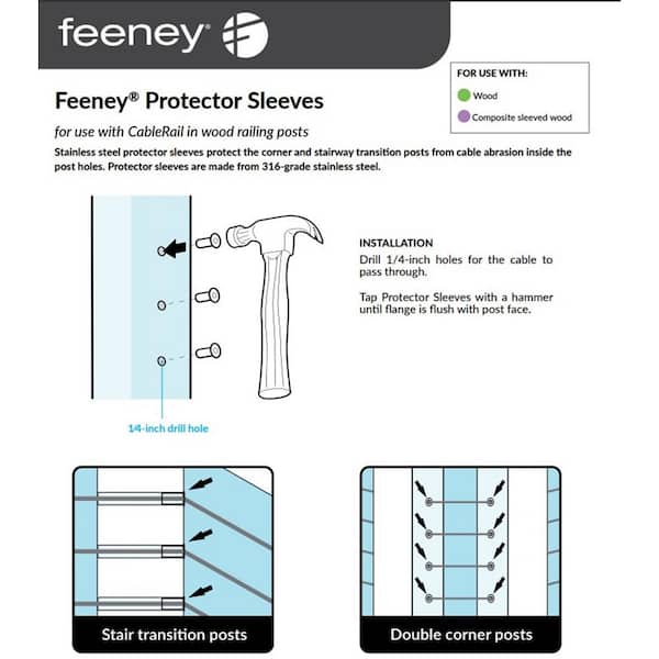 Feeney 1/8 in. I.D. Stainless Steel Protector Sleeve for Cable Railing System (10-Pack)