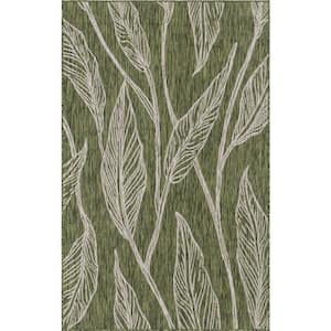 Outdoor Leaf Green 4 ft. x 6 ft. Area Rug