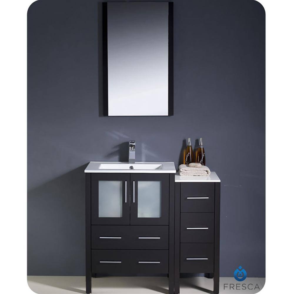 Espresso Engineered Wood Modern Freestanding Bathroom Vanity Base