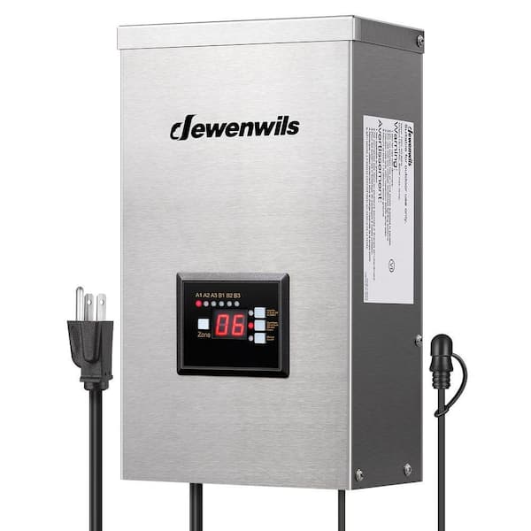 600 Wattage Outdoor Low Voltage Stainless Steel Landscape Lighting Transformer with Photocell Sensor, 120V to 12V/14V AC