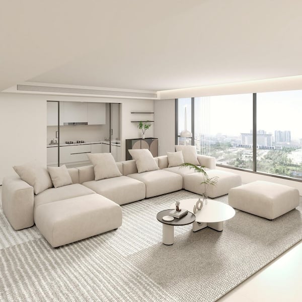 101.4 in. Comfy Half Moon Fleece Boucle Teddy Curved Sectional Modular 5 Seats Leisure Sofa Couch for Apartment, Blue
