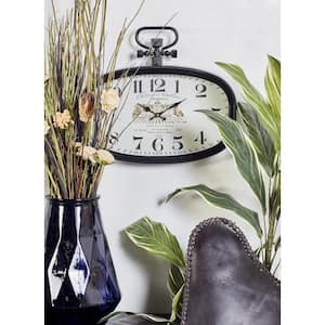 18 in. x 16 in. White Metal Pocket Watch Style Wall Clock