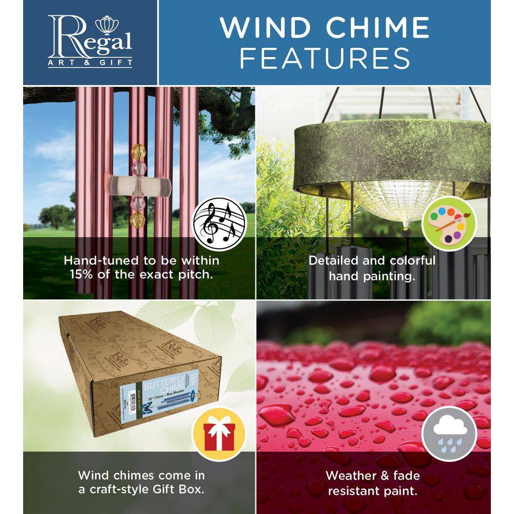 Burgundy Weather Resistant Steel Wind Bell with Hook
