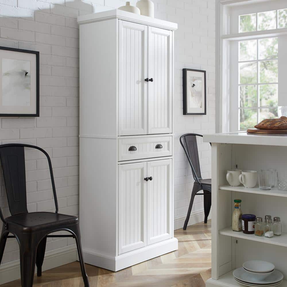 White Beadboard Pantry with Adjustable Shelves