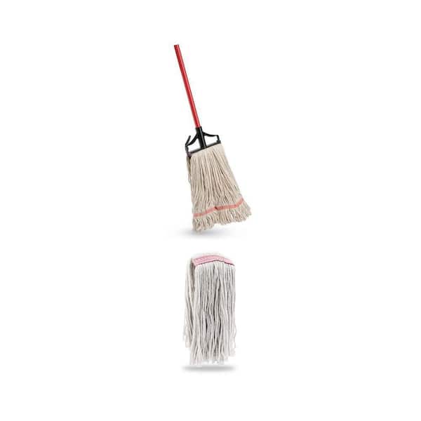 High Power Heavy-Duty Blended Wet Mop with Steel Handle and Small Cotton Cut-End Wet Mop Head Combo