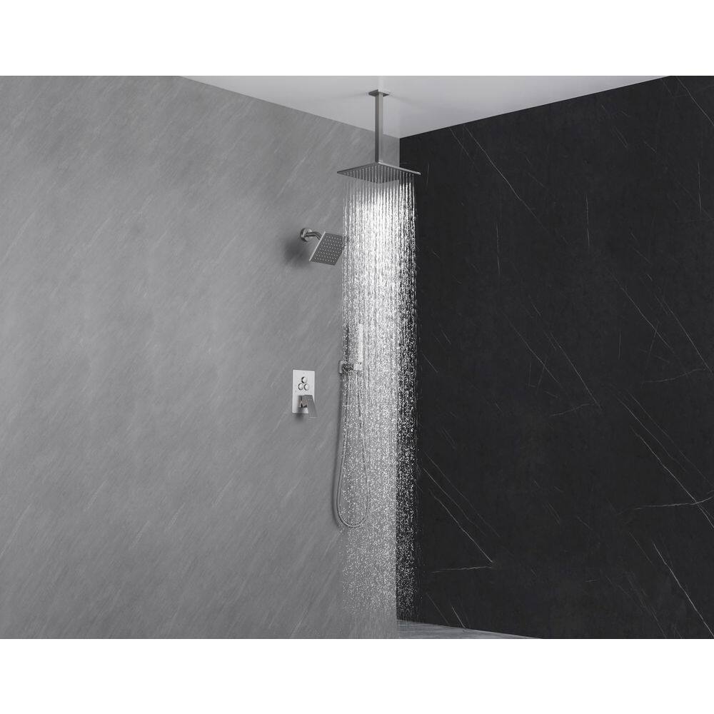 Luxury Single Handle 2-Spray Shower Faucet 1.8 GPM with HighPressure Shower and Push Button Diverter in Brushed Nickel price history on PriceWatchPro