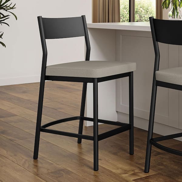 Amisco Madeira 26.75 in. Grey-Beige Counter Stool
