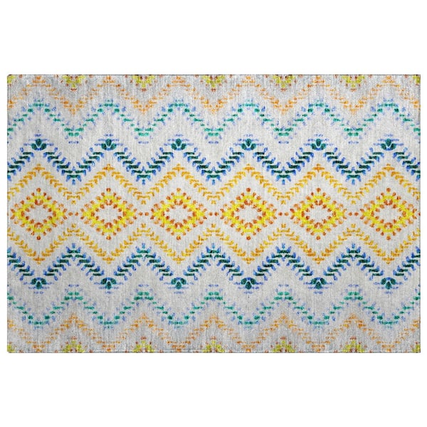 Dream Shag Premium Machine Washable Abstract ADS683 Pearl 3 ft. x 4 ft. Area Rug