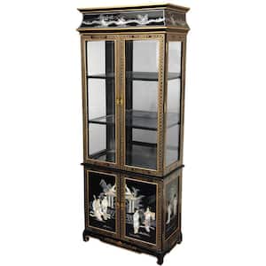 Black Mother of Pearl Ladies Lacquer Curio Cabinet