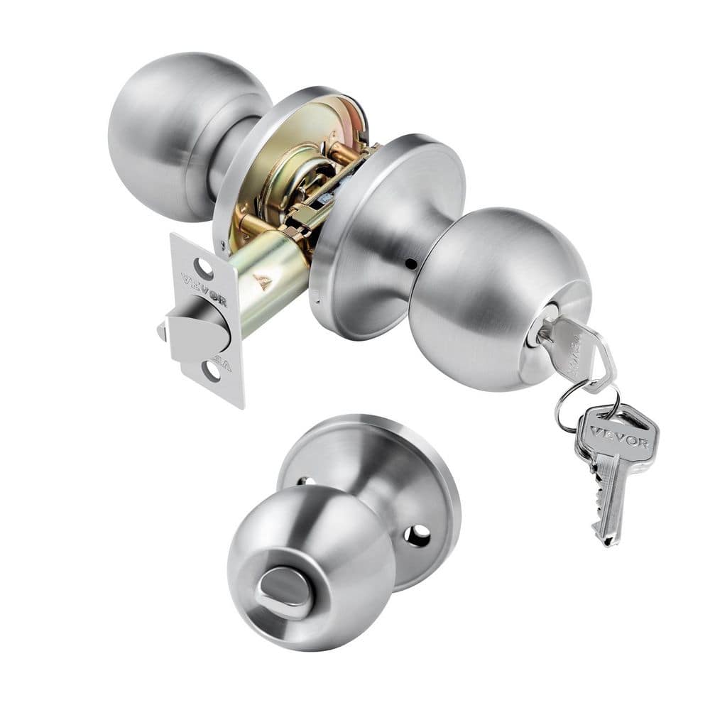 Keyed Entry Door Knob, Satin Nickel Door Knob with Round Ball, Thumb Turn Lock Interior for Bedroom & Bathroom price history on PriceWatchPro