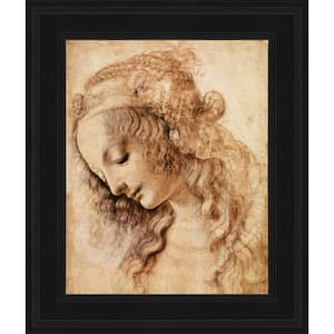 Woman's Head by Leonardo Da Vinci Gallery Black Framed Abstract Oil Painting Art Print 10.5 in. x 12.5 in.